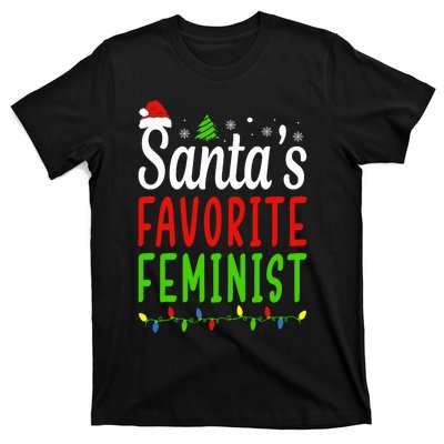 Santas Favorite Feminist Funny Christmas Santa Hat Light T-Shirt