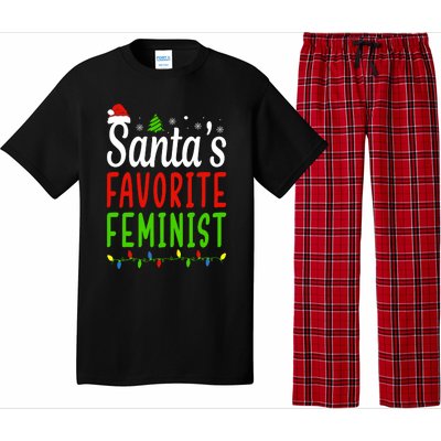 Santas Favorite Feminist Funny Christmas Santa Hat Light Pajama Set