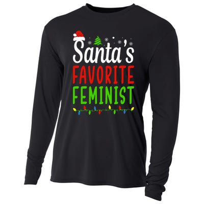 Santas Favorite Feminist Funny Christmas Santa Hat Light Cooling Performance Long Sleeve Crew