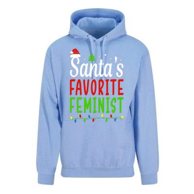 Santas Favorite Feminist Funny Christmas Santa Hat Light Unisex Surf Hoodie