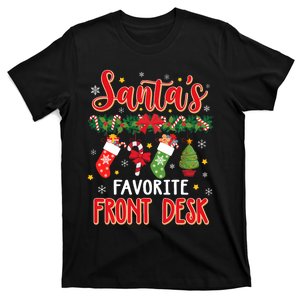 SantaS Favorite Front Desk Santa Hat Xmas T-Shirt