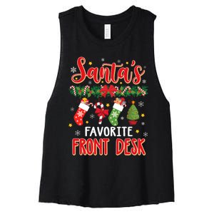 SantaS Favorite Front Desk Santa Hat Xmas Women's Racerback Cropped Tank