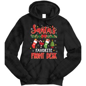 SantaS Favorite Front Desk Santa Hat Xmas Tie Dye Hoodie