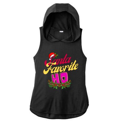 SantaS Favorite Funny Christmas Hat Ladies PosiCharge Tri-Blend Wicking Draft Hoodie Tank