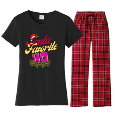 SantaS Favorite Funny Christmas Hat Women's Flannel Pajama Set