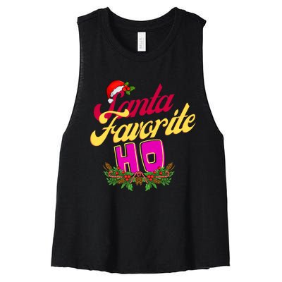 SantaS Favorite Funny Christmas Hat Women's Racerback Cropped Tank