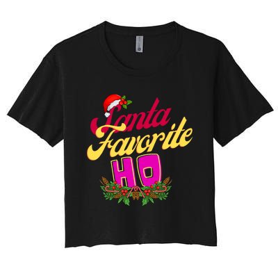 SantaS Favorite Funny Christmas Hat Women's Crop Top Tee