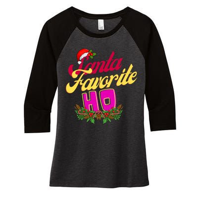 SantaS Favorite Funny Christmas Hat Women's Tri-Blend 3/4-Sleeve Raglan Shirt