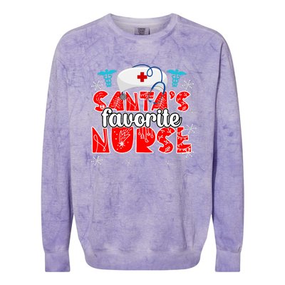 SantaS Favorite Funny Nurse Hat Christmas Xmas Cute Cool Colorblast Crewneck Sweatshirt