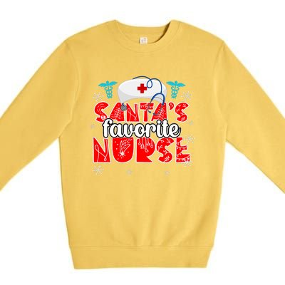 SantaS Favorite Funny Nurse Hat Christmas Xmas Cute Cool Premium Crewneck Sweatshirt