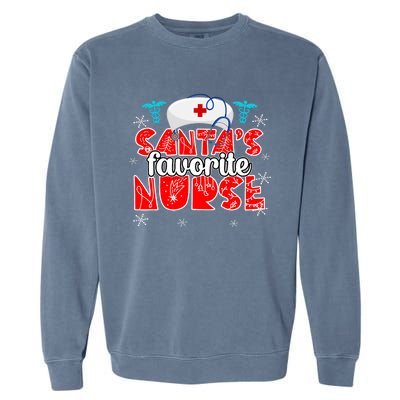 SantaS Favorite Funny Nurse Hat Christmas Xmas Cute Cool Garment-Dyed Sweatshirt