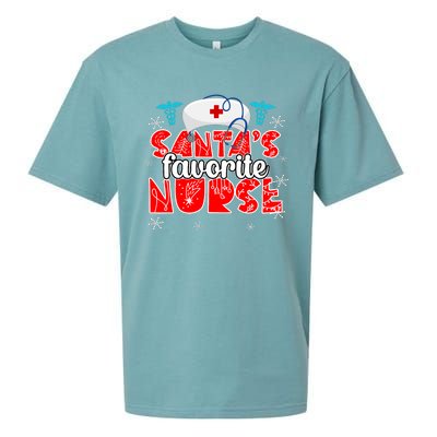 SantaS Favorite Funny Nurse Hat Christmas Xmas Cute Cool Sueded Cloud Jersey T-Shirt