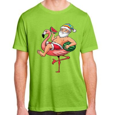 Santa Flamingo Floatie Christmas In July Watermelon Summer Adult ChromaSoft Performance T-Shirt