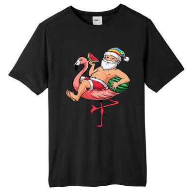 Santa Flamingo Floatie Christmas In July Watermelon Summer Tall Fusion ChromaSoft Performance T-Shirt