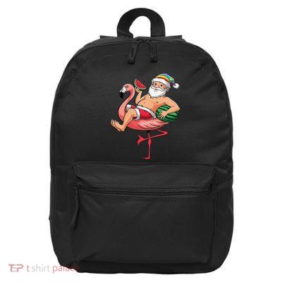 Santa Flamingo Floatie Christmas In July Watermelon Summer 16 in Basic Backpack