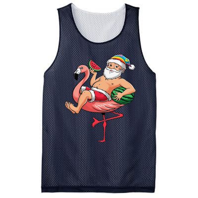 Santa Flamingo Floatie Christmas In July Watermelon Summer Mesh Reversible Basketball Jersey Tank