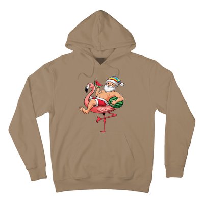 Santa Flamingo Floatie Christmas In July Watermelon Summer Hoodie