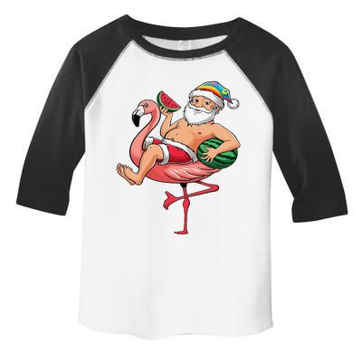 Santa Flamingo Floatie Christmas In July Watermelon Summer Toddler Fine Jersey T-Shirt