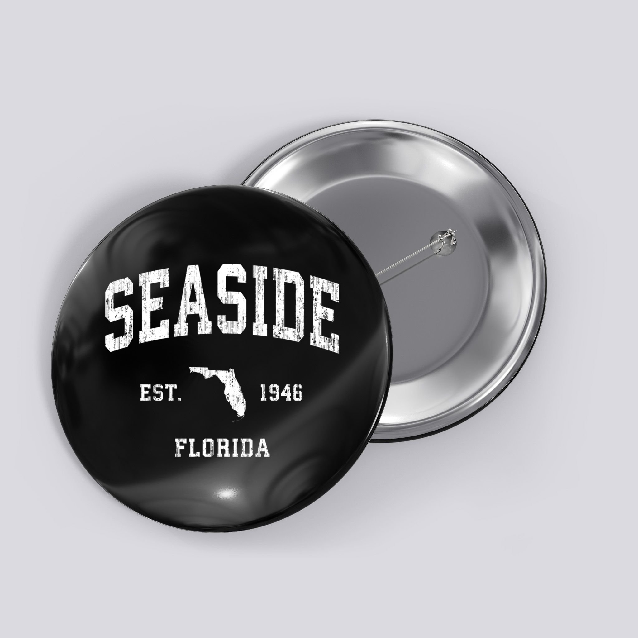 Seaside Florida Fl Vintage Athletic Button