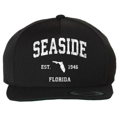 Seaside Florida Fl Vintage Athletic Wool Snapback Cap