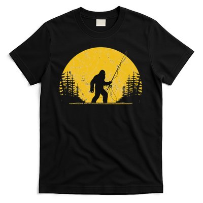 Sasquatch Fly Fishing Vintage Trout Fisherman Funny T-Shirt