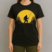 Sasquatch Fly Fishing Vintage Trout Fisherman Funny T-Shirt