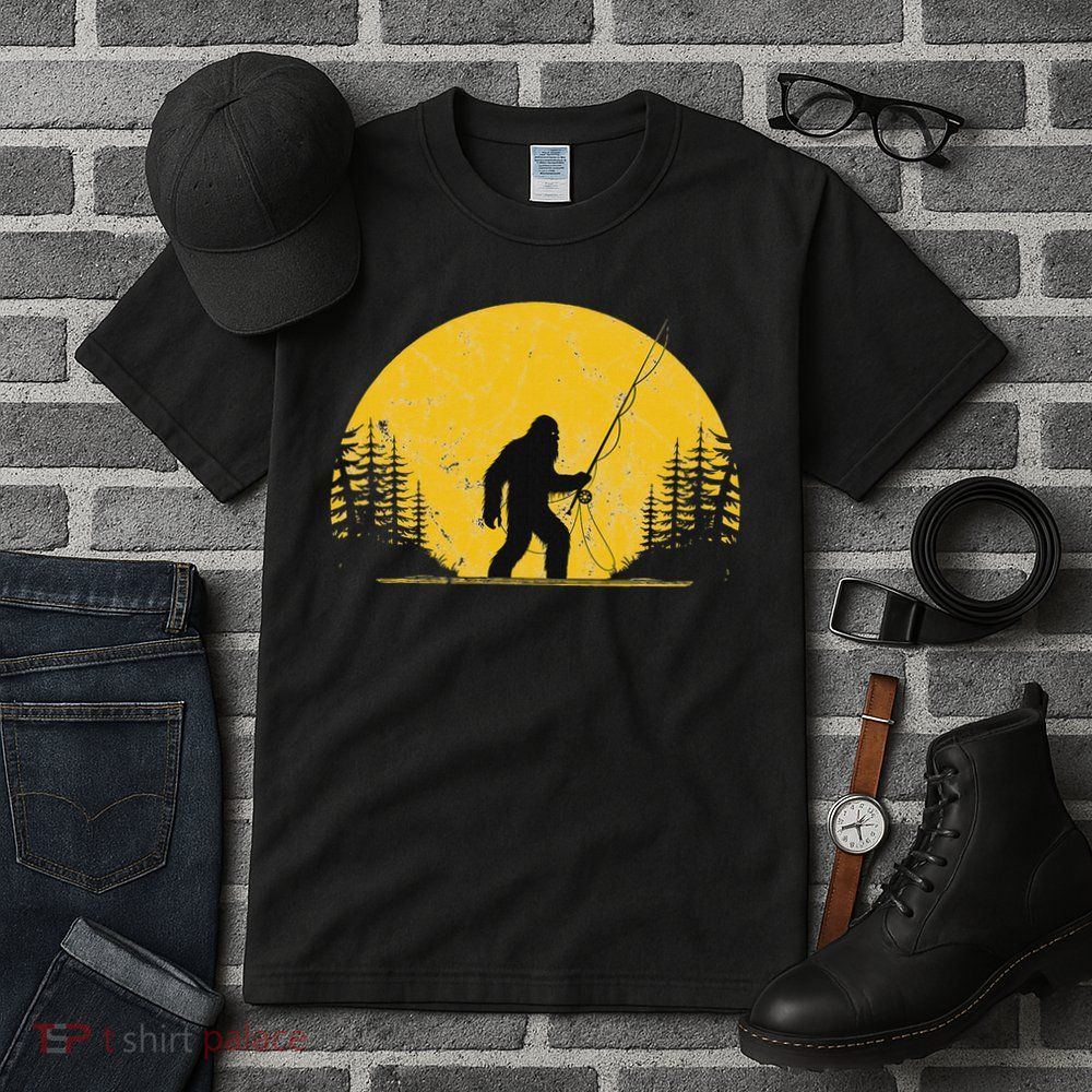 Sasquatch Fly Fishing Vintage Trout Fisherman Funny Tall T-Shirt