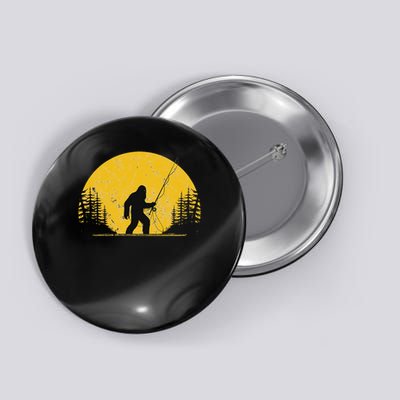 Sasquatch Fly Fishing Vintage Trout Fisherman Funny Button