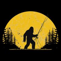 Sasquatch Fly Fishing Vintage Trout Fisherman Funny Button