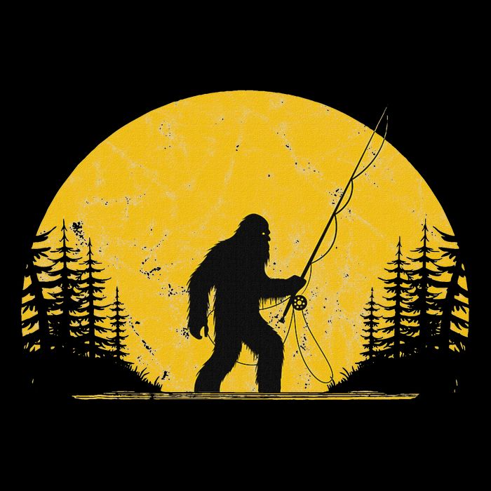 Sasquatch Fly Fishing Vintage Trout Fisherman Funny Button