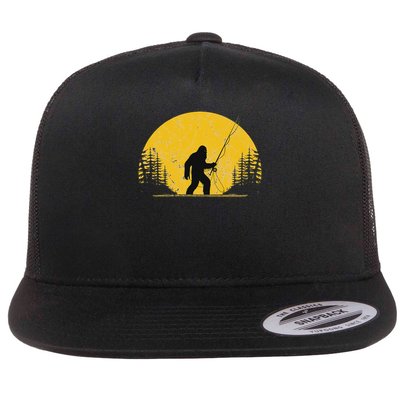 Sasquatch Fly Fishing Vintage Trout Fisherman Funny Flatbill Hat