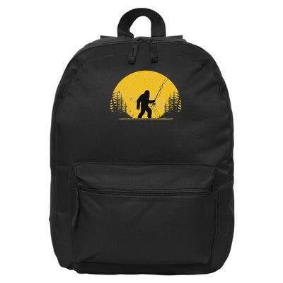 Sasquatch Fly Fishing Vintage Trout Fisherman Funny 16 in Basic Backpack