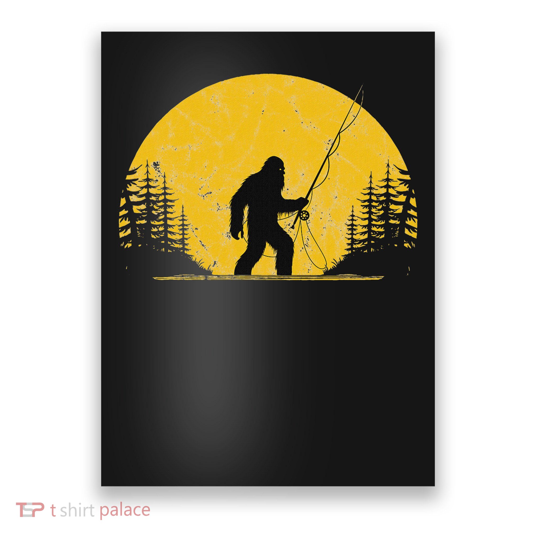 Sasquatch Fly Fishing Vintage Trout Fisherman Funny Poster
