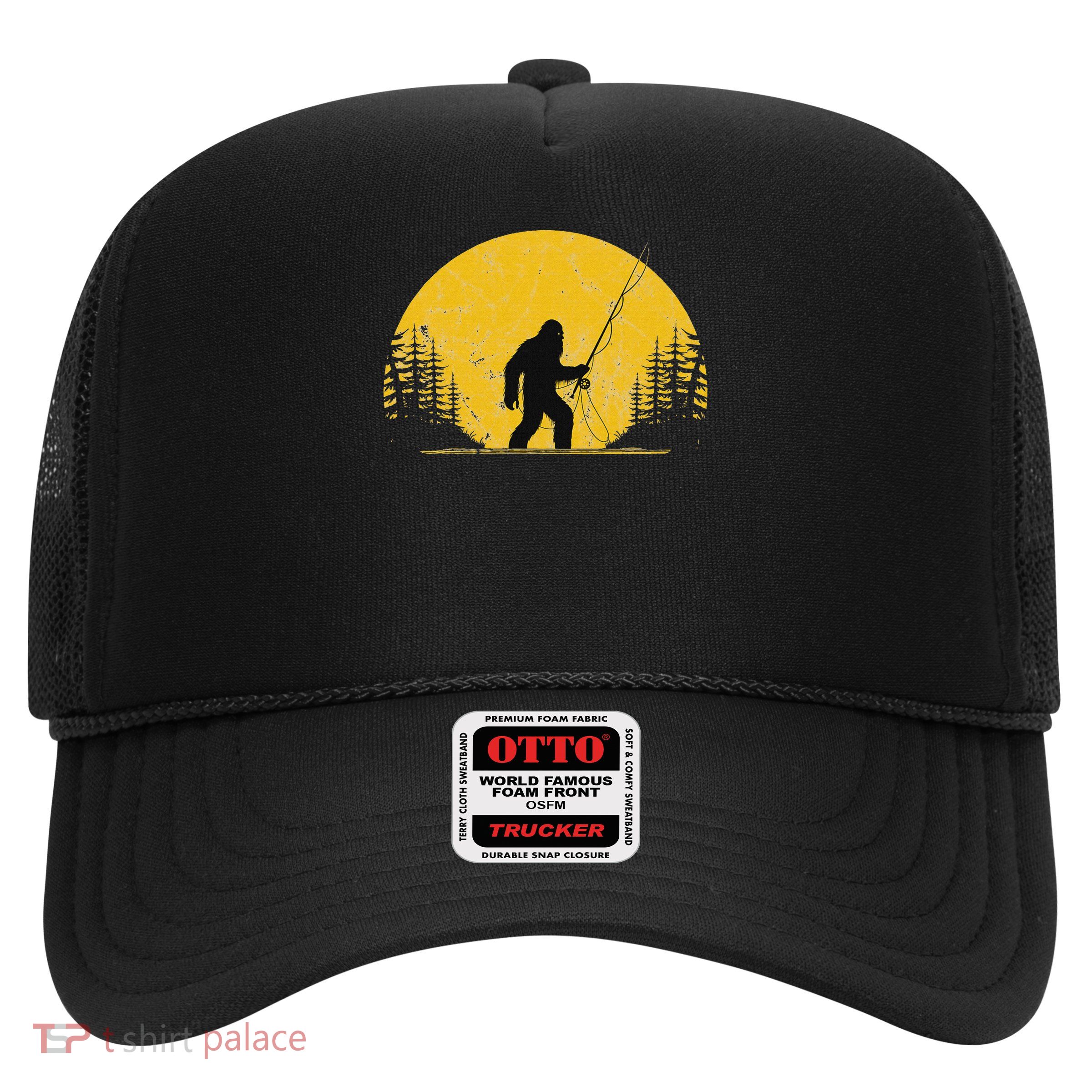 Sasquatch Fly Fishing Vintage Trout Fisherman Funny Trucker Hat