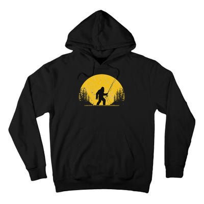 Sasquatch Fly Fishing Vintage Trout Fisherman Funny Tall Hoodie