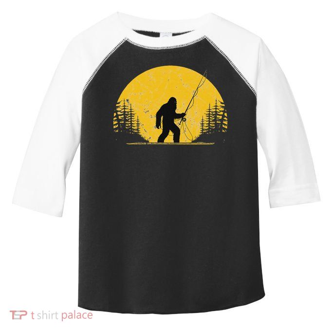 Sasquatch Fly Fishing Vintage Trout Fisherman Funny Toddler Fine Jersey T-Shirt