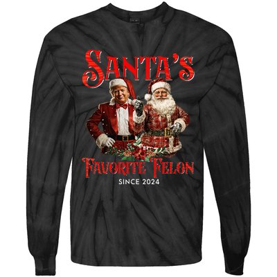 SantaS Favorite Felon Since 2024 Christmas Xmas Funny Trump Tie-Dye Long Sleeve Shirt