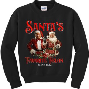 SantaS Favorite Felon Since 2024 Christmas Xmas Funny Trump Kids Sweatshirt