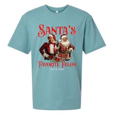 SantaS Favorite Felon Since 2024 Christmas Xmas Funny Trump Sueded Cloud Jersey T-Shirt