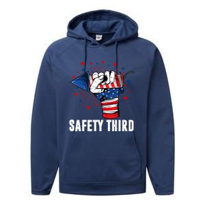 Sarcastic Fireworks Firecrackers 4th Of July Safety Third Gift Performance Fleece Hoodie