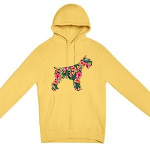 Schnauzer Flower Funny Dog Silhouette Floral Gifts Women Premium Pullover Hoodie