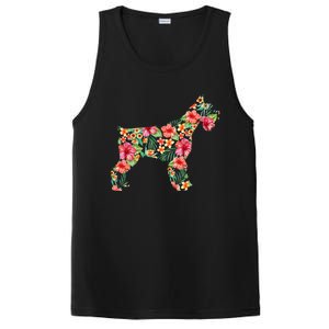 Schnauzer Flower Funny Dog Silhouette Floral Gifts Women PosiCharge Competitor Tank