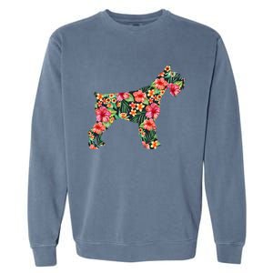 Schnauzer Flower Funny Dog Silhouette Floral Gifts Women Garment-Dyed Sweatshirt