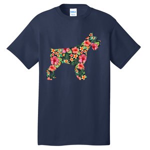 Schnauzer Flower Funny Dog Silhouette Floral Gifts Women Tall T-Shirt