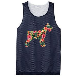 Schnauzer Flower Funny Dog Silhouette Floral Gifts Women Mesh Reversible Basketball Jersey Tank