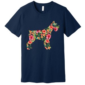 Schnauzer Flower Funny Dog Silhouette Floral Gifts Women Premium T-Shirt