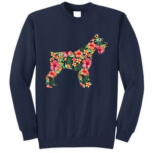 Schnauzer Flower Funny Dog Silhouette Floral Gifts Women Tall Sweatshirt