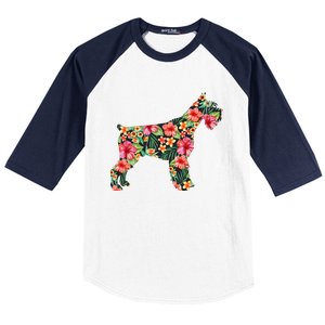 Schnauzer Flower Funny Dog Silhouette Floral Gifts Women Baseball Sleeve Shirt