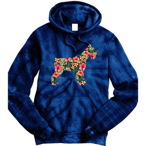 Schnauzer Flower Funny Dog Silhouette Floral Gifts Women Tie Dye Hoodie