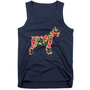 Schnauzer Flower Funny Dog Silhouette Floral Gifts Women Tank Top